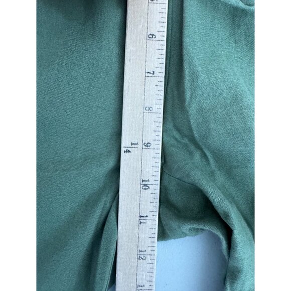 J.Crew Petite linen-blend slim wide-leg drawstring pant Green sz 00P - Picture 6 of 8